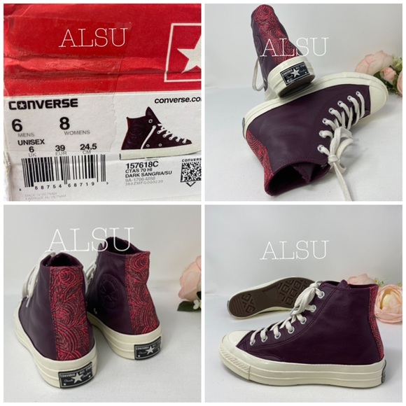 Converse Ctas 70 High Top Leather Dark Sangria W - Picture 8 of 8